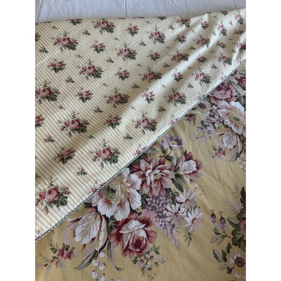 Vintage Ralph Lauren SOPHIE BROOKE King Duvet Yellow Floral/ Striped & 2 Shams - Picture 7 of 16